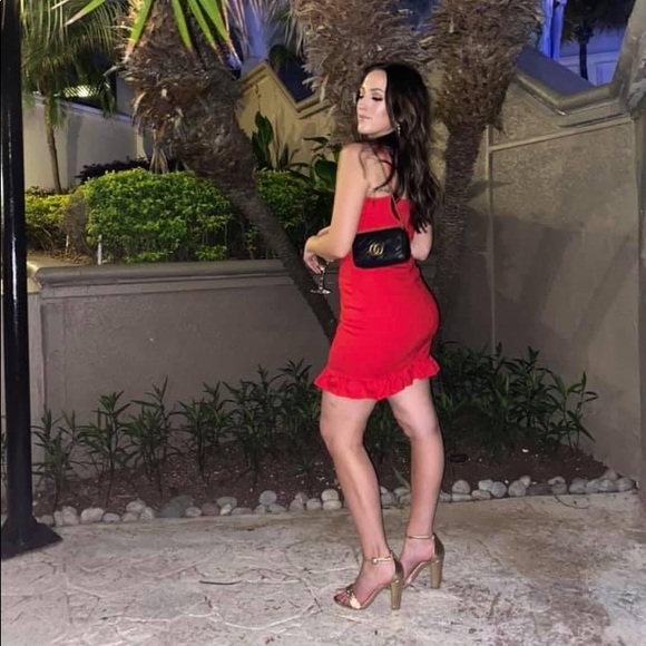 Red Ruffle Mini Dress - Picture 4 of 5